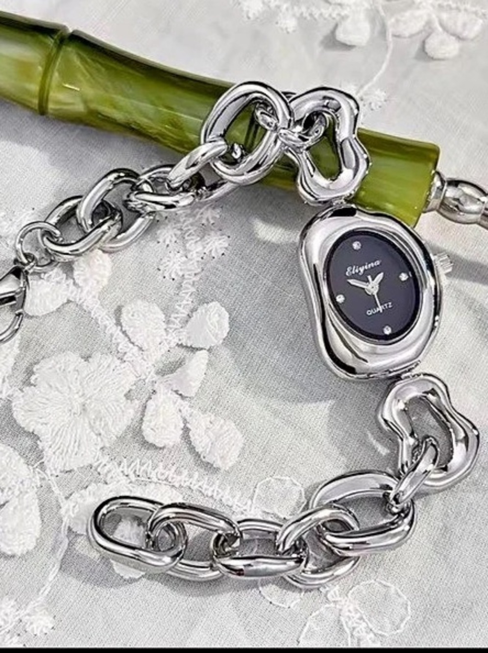 New Silver & Black Watch